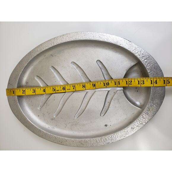 Vintage Club Aluminum Hammercraft Meat Serving Carving Fish Tray Platter 14.5" - Picture 4 of 8